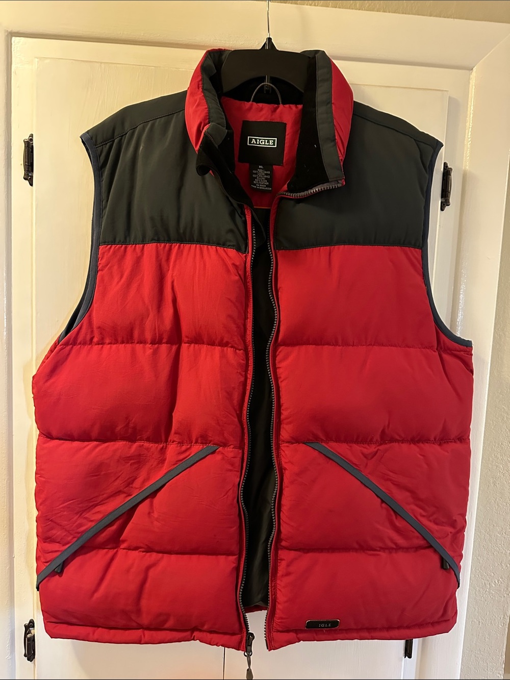 Aigle Men's Red and Black Quilted Puffer Vest